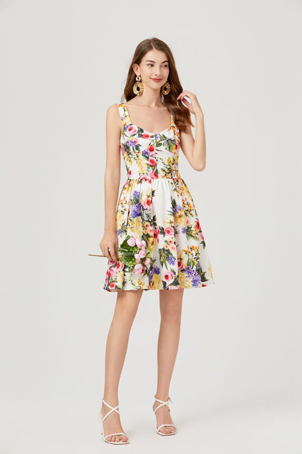 Summer Sleeveless Floral A Line Elegant Dress