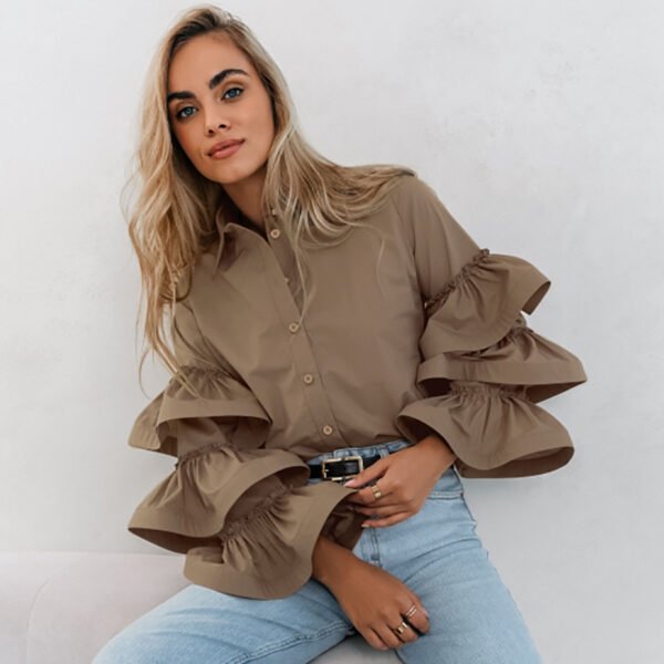 ruffled long sleeve shirt